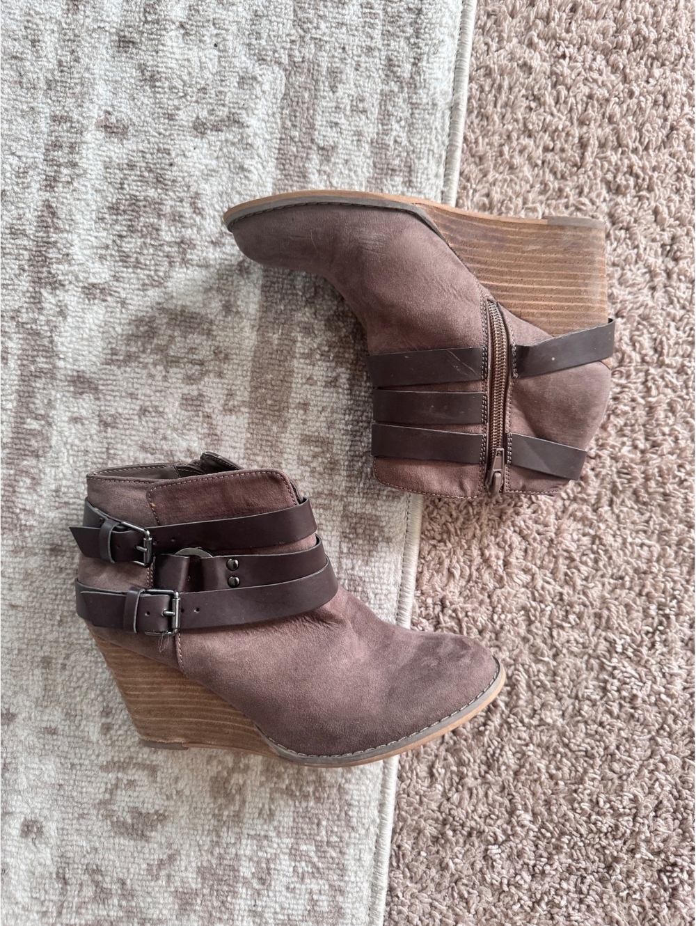 Brown suede ankle boots